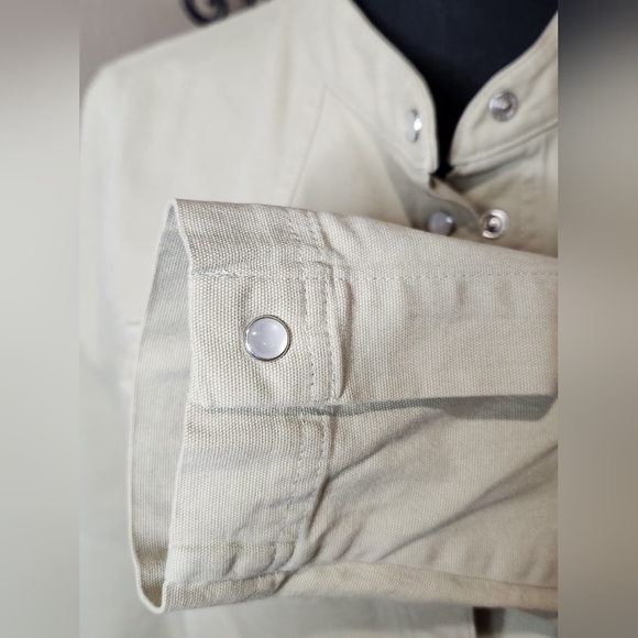 J. Jill Women's Tan Utility Jacket With Pearl Snap Closure. Size Small Petite - Picture 4 of 7